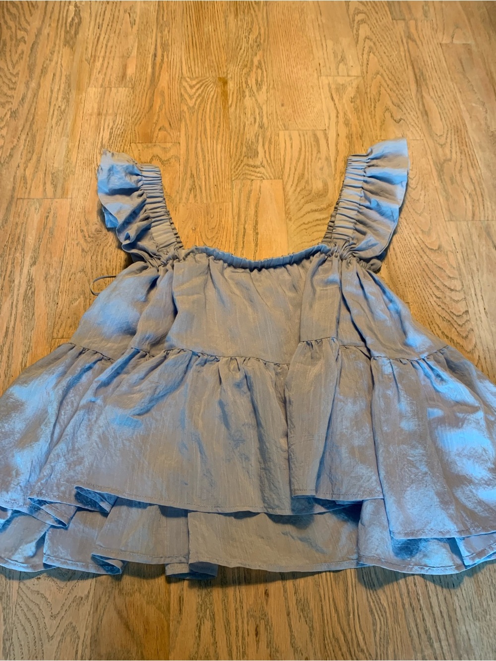 Light Blue Ruffled Tank Top - Women's